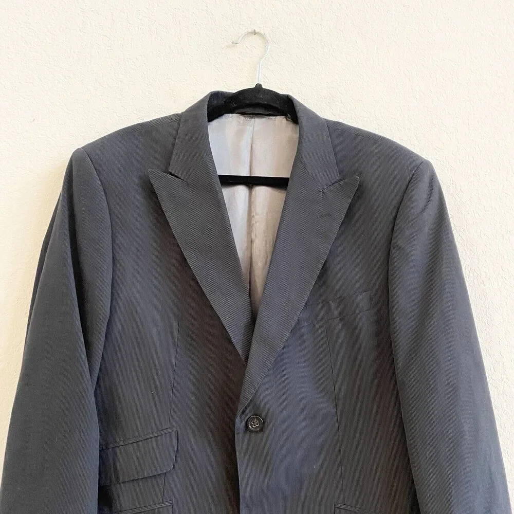 BANANA REPUBLIC Men's 44 Regular Black Sport Coat Notched Collar 100%‎ Cotton